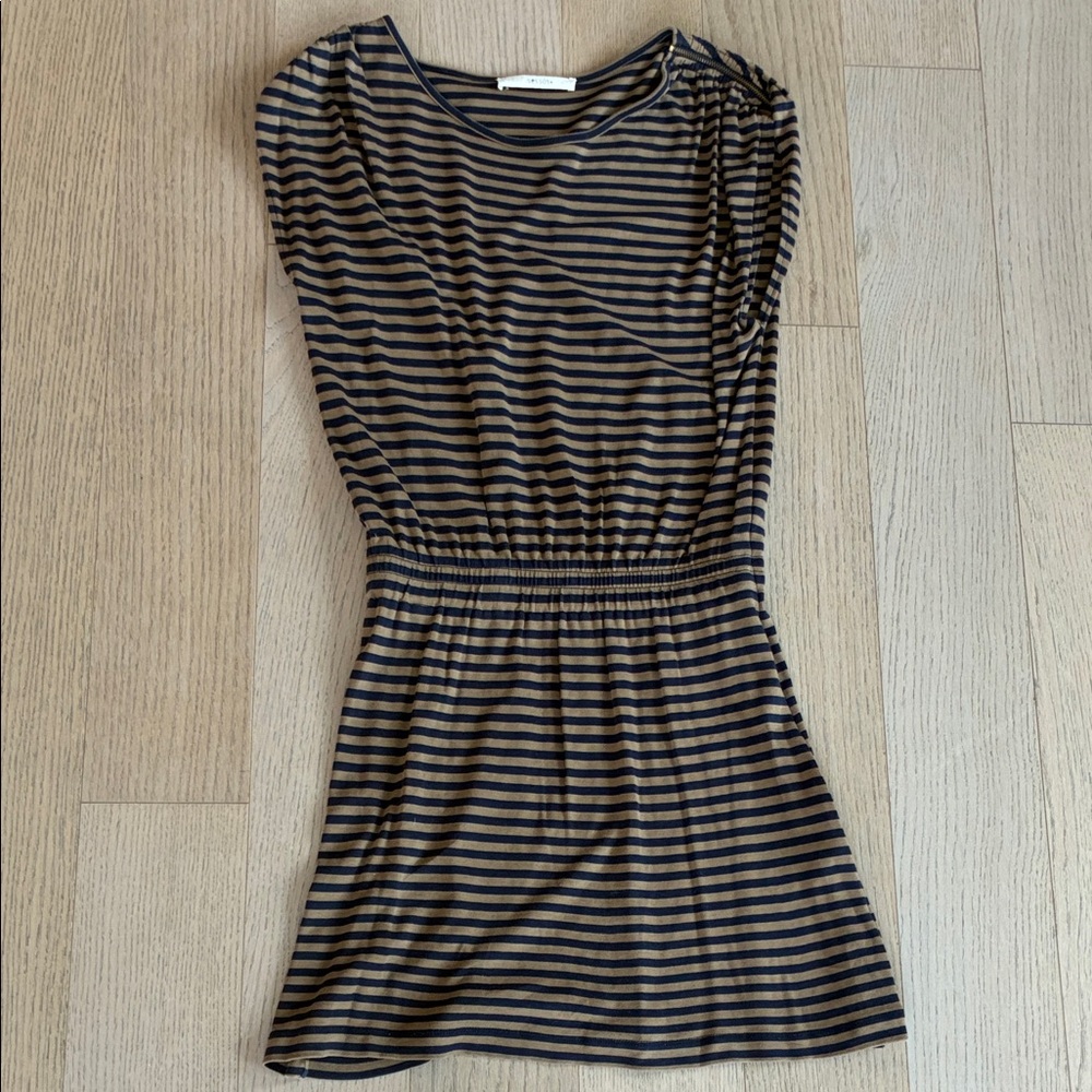 Sessun tan/navy cotton dress